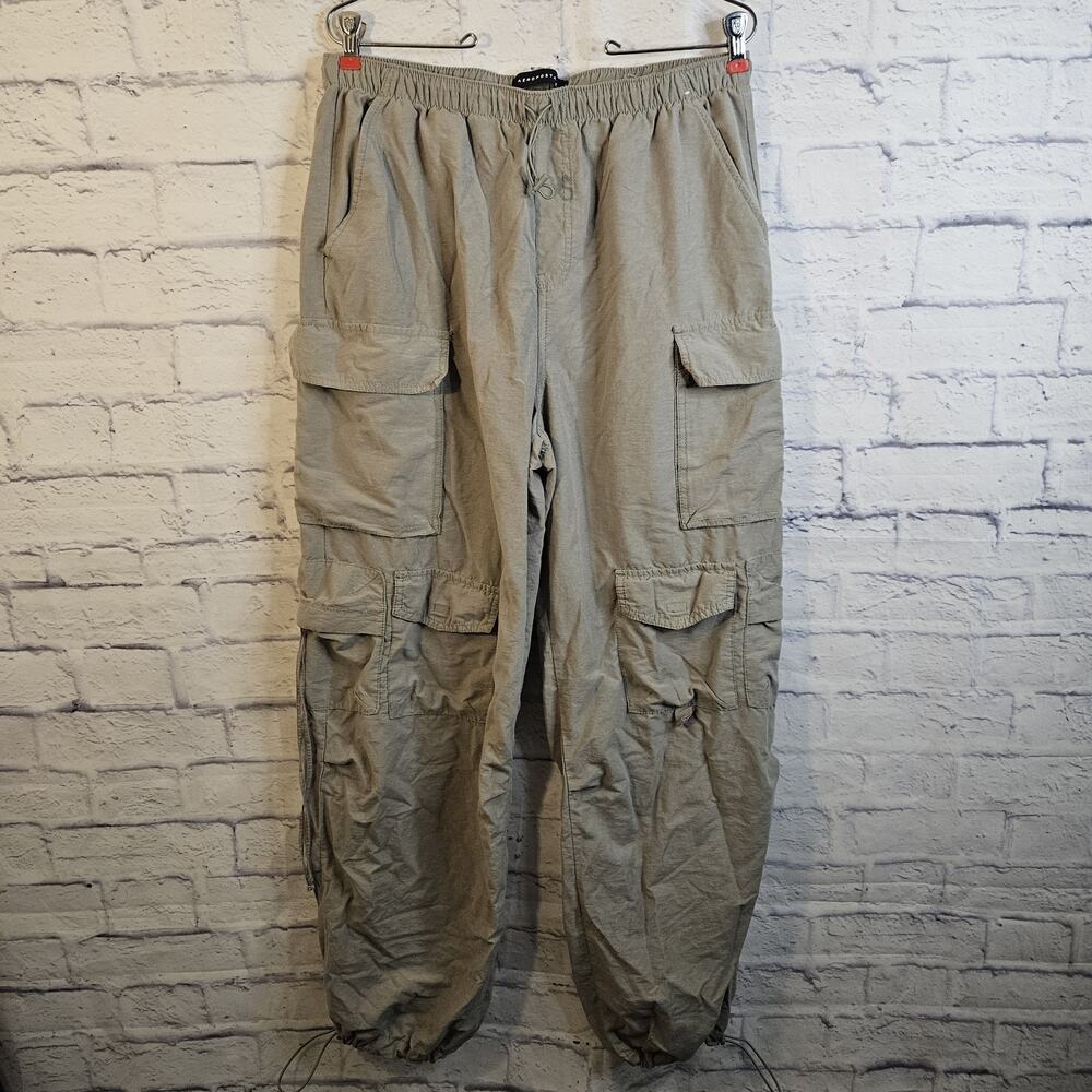 Aeropostale Womens Parachute Cargo Pants Green Baggy Streetwear L Y2K Gorpcore